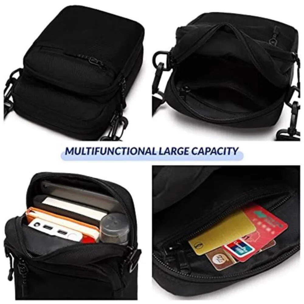 Small Messenger Bag for Men Women, Water Resistant Adjustable Crossbody - Picture 4 of 6